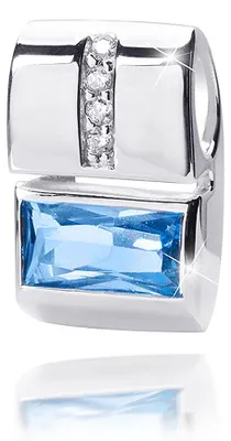 Produktbild von MATERIA by Matthias Wagner Zirkonia Anhänger Silber 925 blau Damen Kettenanhänger rhodiniert KA-429