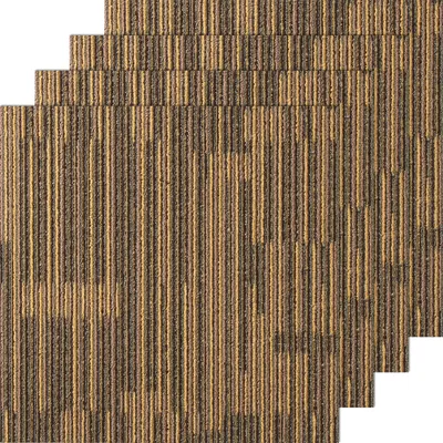 Produktbild von VEVOR Teppichfliesen, 500 x 500 mm, Teppichboden mit angebrachter Polsterung, weich gepolsterte Teppichfliesen, einfache DIY-Installation für Schlafzimmer und Wohnzimmer (12 Stk., gemischtes Braun)