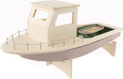 Produktbild von matches21 Fischerboot mit Knatterantrieb Bausatz f. Kinder Werkset Bastelset ab 12 Jahren