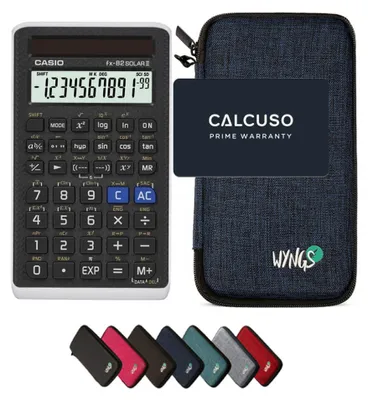Produktbild von Casio fx-82 Solar II inkl. WYNGS Schutztasche Blau - Wissenschaftlicher Taschenrechner - Basic Set