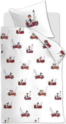 Produktbild von Kinderbettwäsche Kraanwagen 100x135/40x60 cm, red