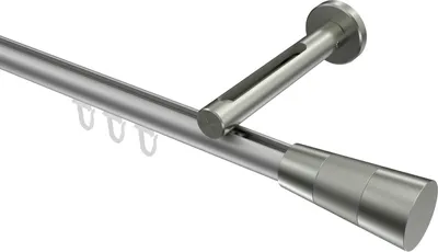 Produktbild von Interdeco Innenlaufstange / Gardinenstange mit Innenlauf Silbergrau / Edelstahl-Optik, Typ Siteno Tanara (Konus Bicolor), 20 mm Ø 1-läufig, 420 cm