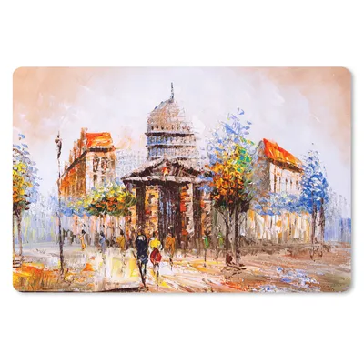 Produktbild von MuchoWow® Schreibtischunterlage Gemälde - Stadt - Öl 60x40 cm - XXL Mauspad - Großes Mauspad