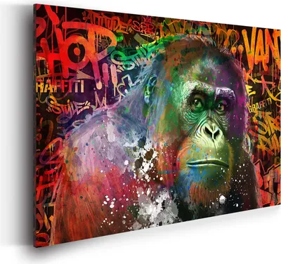 Produktbild von Wandbild Leinwandbild Gorilla Street Art Kunstdruck XXL Wanddeko: 150x100x4cm