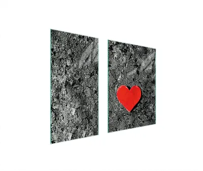 Produktbild von Herdabdeckplatten 2 teilig 75x52 Glaskeramikkochfeld Abdeckung Glas Schneidebrett Herz Grau