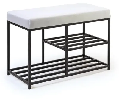 Produktbild von Hocker, Fußhocker, gepolsterte Schuhbank Livi 100 x 30 cm, im Industrial-Stil