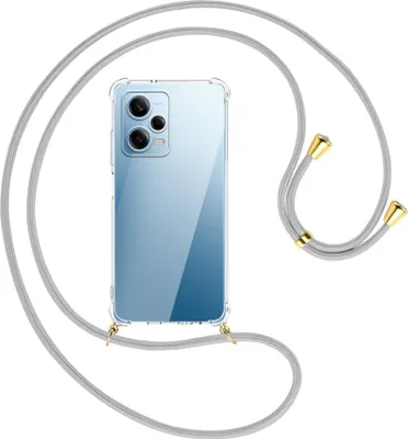 Produktbild von Handykette Backcover-Schutzhülle mit Band (Metall goldfarben) für Xiaomi Redmi Note 12 Pro (6.67'') - silbergrau