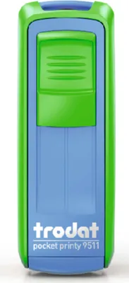 Produktbild von Pocket-Printy trodat 9511, 4zeilig, Gehäuse: grün/blau, Kissen schwarz