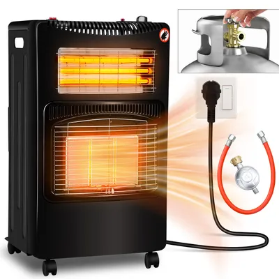 Obrázok produktu pre Clanmacy 4200W plynový ohrievač hybridný vrátane sady regulátora tlaku plynu - elektrický ohrievač infračervený plynový sporák plynový ohrievač, sálavý ohrievač plynový ohrievač butánové a propánové plynové fľaše a prípojka napájania