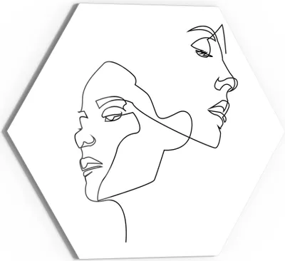 Produktbild von DEQORI Glasbild Echtglas 40x35 cm 'Verbundene Gesichter' Wandbild Bild modern Deko