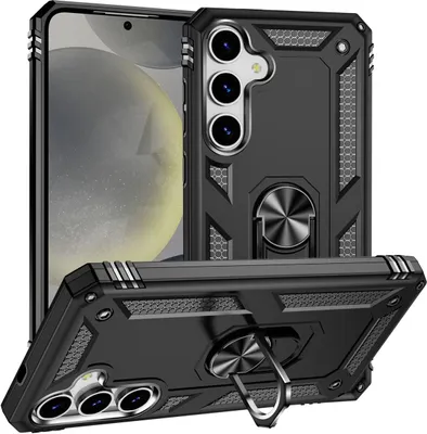 Produktbild von Mobigear Armor ring  Samsung Galaxy S25 Hülle Hardcase Backcover Stoßfest mit Ringhalter - Schwarz