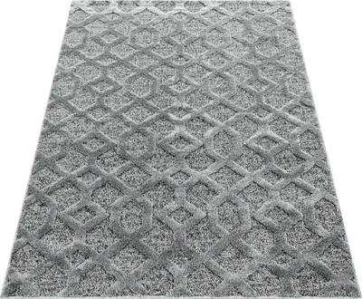 Produktbild von Teppich Wohnzimmer Hochflor Grau 280x370 Rechteck Geometrisches Design aus Polypropylen