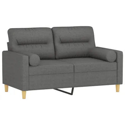 Produktbild von vidaXL 2-Sitzer-Sofa mit Zierkissen Dunkelgrau 120 cm Stoff