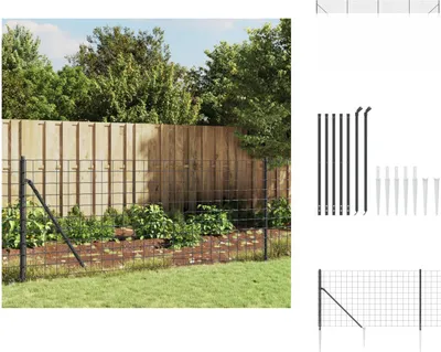 Produktbild von vidaXL Maschendrahtzaun mit Bodenhülsen Anthrazit 1x10 m -  Zaunfelder