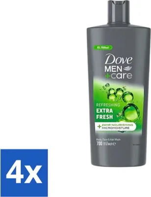 Immagine prodotto di Dove Men+Care – Extra Fresh – Gel doccia 3 in 1 – Nutriente – 700 ml - Confezione risparmio - 4 pezzi