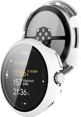 Produktbild von Etui ze szkłem do zegarka Bizon Case+Glass Watch do Google Pixel Watch 3 45mm, białe
