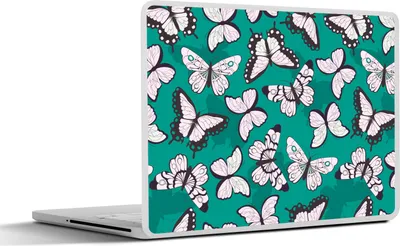Produktbild von MuchoWow® Laptop Aufkleber Sticker Cover Mädchen - Schmetterling - Tiere - Muster - Mädchen - Kinder - Kinder 32.5x23.5 cm - Sticker für Laptop - Selbstklebend