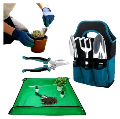 Produktbild von Gartenwerkzeug Set - Robustes Tragbares Multifunktionales Aluminiumlegierung - Gartenwerkzeug Set Für Draußen - Für Bodenlockerung, Kultivierung und Pflege von Blumenbeeten und Bonsai