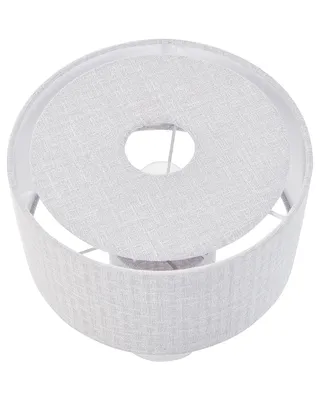 Produktbild von BELIANI Tischlampe Hellgrau Baumwolle u. Leinen 35 cm Trommelform Rund Langes Kabel mit Schalter Modern Schlafzimmer Wohnzimmer Nachttischlampe