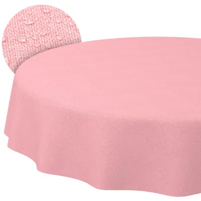 Tischdecke 140x140cm Rund Altrosa DanceDirty abwaschbar Leinenoptik wetterfest Falschuni, Hauptbild