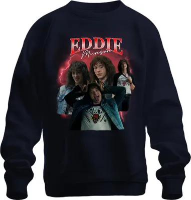 Produktbild von Eddie Munson Hellfire Club Stranger Metal Geschenk Vintage Serie 90s Bootleg Uni Sweatshirt Pullover, Navy, 3XL