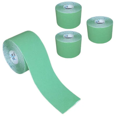 Produktbild von 4 Rollen - Tapefactory24 Getting Started Kinesiologie Tape 5cm x 5m - grün, Tapes Taping Klebeband Tapeverband Bandage wasserfest