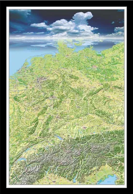 Obrázek produktu pro Mapy - Plakát - Německo - Panoramatická mapa + odnímatelný rám, Shinsuke® Maxi MDF černá, akrylová deska