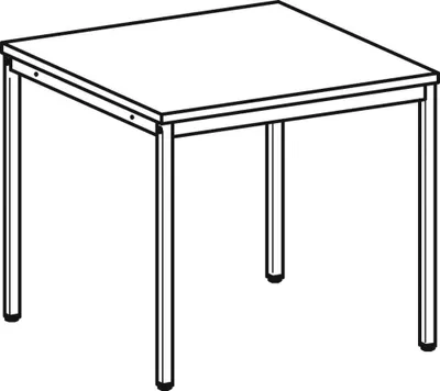 Produktbild von Schreibtisch, BxTxH 800x800x720 mm, 4-Fuß-Gestell lichtgrau, Platte weiß