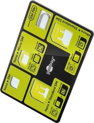 Produktbild von Goobay 58922 SIM-Kartenadapter Set im Kreditkarten-Format, Schwarz-Grün - für Nano SIM, Micro SIM und SIM-Format mit einfacher ''Click-in'' Verrieglungsfunktion