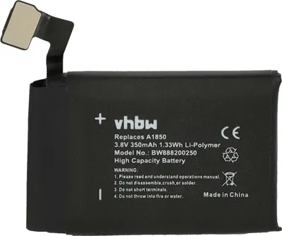 Produktbild von vhbw Akku kompatibel mit Apple Watch MQL32LL/A, MQL42LL/A, MQL22LL/A Smartwatch Uhr Fitnessarmband (350 mAh, 3,8 V, Li-Polymer) + Werkzeug-Set