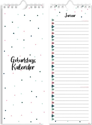 Produktbild von Friendly Fox Geburtstagskalender Jahresunabhängig, Ewiger Kalender für Geburtstage, Geburtstagskalender Immerwährend, Kalender ohne Jahr, DIN A4 schma