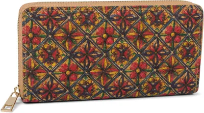Produktbild von styleBREAKER Damen Geldbörse aus Kork mit buntem Muster Print im Ethno Look, Reißverschluss, Portemonnaie 02040138