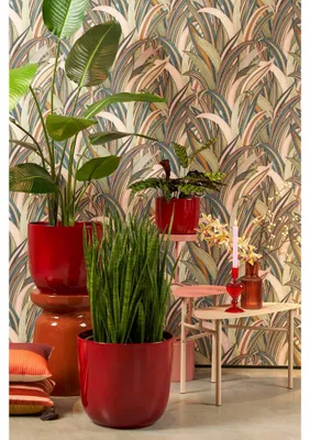 Produktbild von Mica Decorations Blumentopf - dunkelrote Keramik - 17 x 16 cm