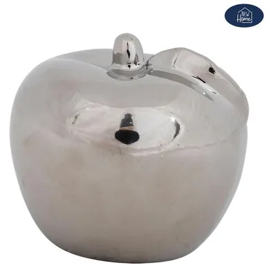 Produktbild von Deko Apfel aus Keramik silber glänzend 9cm Dekoapfel Dekoobst Dekofigur Obst