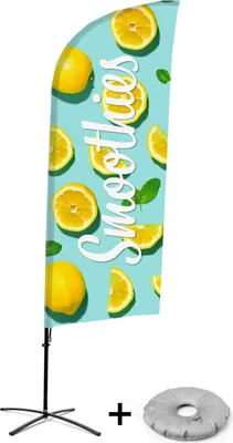 Produktbild von Showdown Displays Beachflag Alu Wind Komplett-Set Smoothies Zitrone Kreuzständer