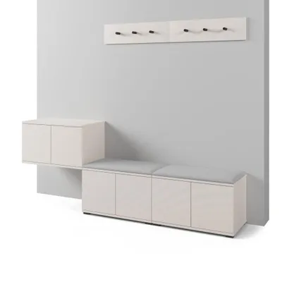 Produktbild von Garderoben-Set Napoli version 8 mit Schuhregal und Polsterplatten, Ideal für Flur und Eingangsbereich (Cashmere, Trinity 32)