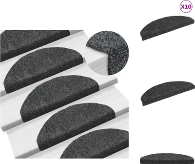 Immagine prodotto di vidaXL Tappetini autoadesivi per scale 10 pz. Grigio scuro 65x21x4 cm - Tappetini per gradini