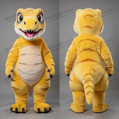 Image de Mascotte MASTICOT Utahraptor en Peluche Jaune Soleil