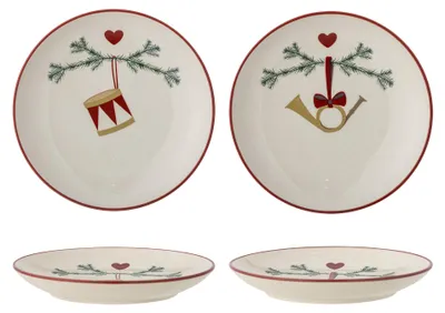 Produktbild von BLOOMINGVILLE | Yule Teller, Weiß, Steingut | D16xH2,5 cm, Set of 2 | 82062276