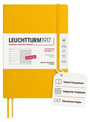 Produktbild von LEUCHTTURM1917 Wochenkalender 2027 Medium (A5) mit Notizbuch, liniert - Terminpl
