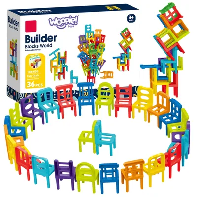 Produktbild von Woopie Arcade-Spiel, Blockpuzzle, Balancierstühle, 36-tlg.