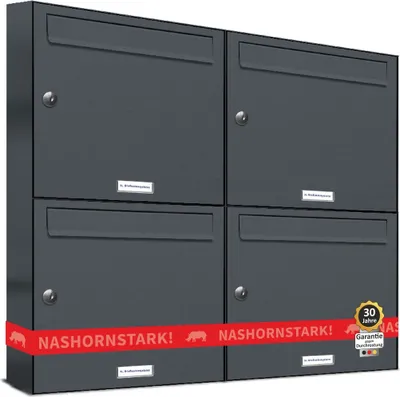 Produktbild von 4er Briefkasten Anthrazit Anlage 4 Fach Wandbriefkasten Postkasten