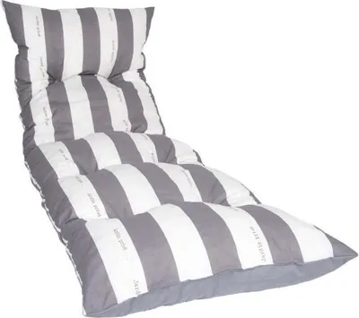 Image de Bain de soleil Jardin Privé Flocons Cancale, 188x56x12 cm, Gris et Blanc, 100% Coton, Réversible