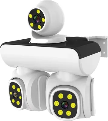 Produktbild von 360-Grad Wireless PTZ-Kamera, Tri-Linsen, WiFi-Konnektivität, 1Pcs WIFI Kamera, EU Stecker-a