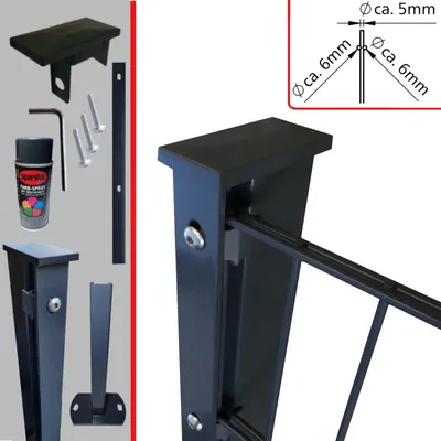 Produktbild von Doppelstabmattenzaun 6-5-6 Anthrazit Abdeckleiste Aufschrauben Höhe: 1830 mm 25 m