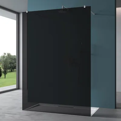 Produktbild von Mai & Mai Duschwand Duschabtrennung 2 Haltestange für Walk-In Dusche 110cm 8mm Grauglas ESG-Sicherheitsglas mit Nanobeschichtung Bremen01VG+2