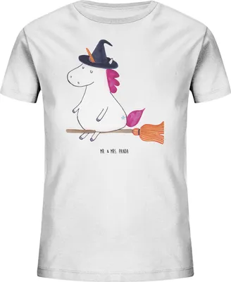 Produktbild von Mr. & Mrs. Panda Kleinkinder T-Shirt Einhorn Hexe 5-6 Jahre (110/116) - Weiß - Geschenk, Unicorn, Kinder Kurzarm, Baumwollshirt, Freundin, Frau, Teenager, Einhörner