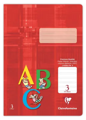 Produktbild von Clairefontaine Schulheft A4 liniert 16 Blatt Lineatur 3 rot