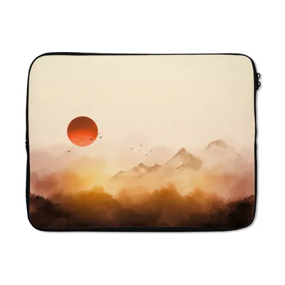Produktbild von MuchoWow® Laptop Hülle 15 Zoll Malerei - Sonne - Landschaft - Vögel Laptoptasche - Laptoptasche - Sleeve - Rundum-Schutz