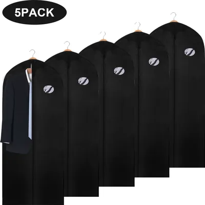 Produktbild von TolleTour Kleidersack 5er 150x60cm Schutzhülle Kleiderhülle mit einem Griff schwarz Schuhsack